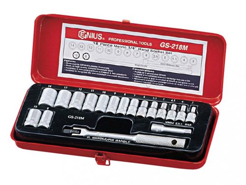 Genius Tools Súprava vraních hláv, 6 a 8 hrotov, metrická, 1/4", 18 kusov (GS-218M)