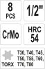 YATO Sada nadstavcov 1/2" rázové 8 ks T30-T80 torx CrMo (YT-1065)