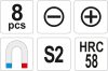 YATO Sada skrutkovačov 8 ks magnetické S2 (YT-25966)